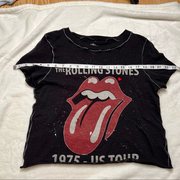THE ROLLING STONES • Cropped• Distressed• Acid Wash• Graphic• T-Shirt - Picture 10 of 10